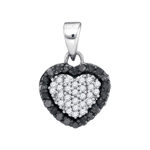 1-3CTW-Diamond MICROPAVE BLACK HEART PENDANT