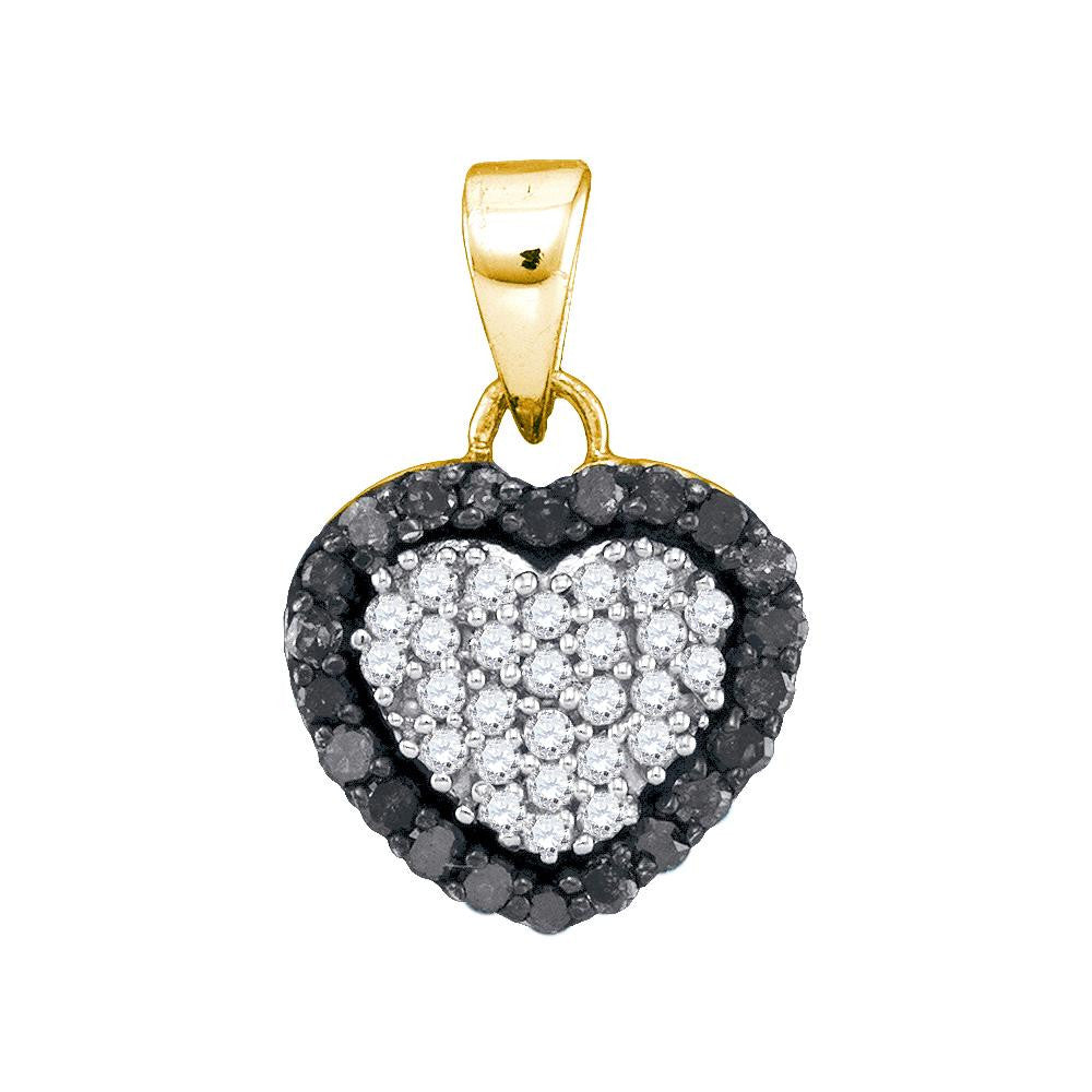 1-3CTW-Diamond MICROPAVE BLACK HEART PENDANT