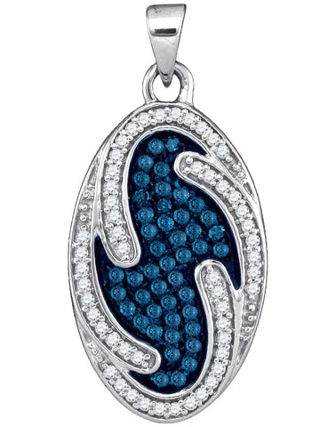 1-2CTW-Diamond MICRO-PAVE BLUE PENDANT