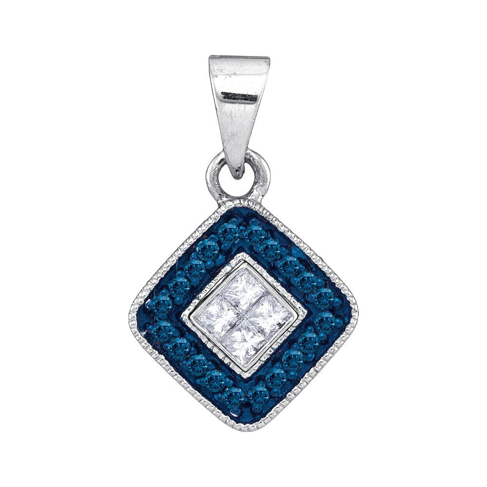 1-5CTW-Diamond MICRO-PAVE BLUE PENDANT