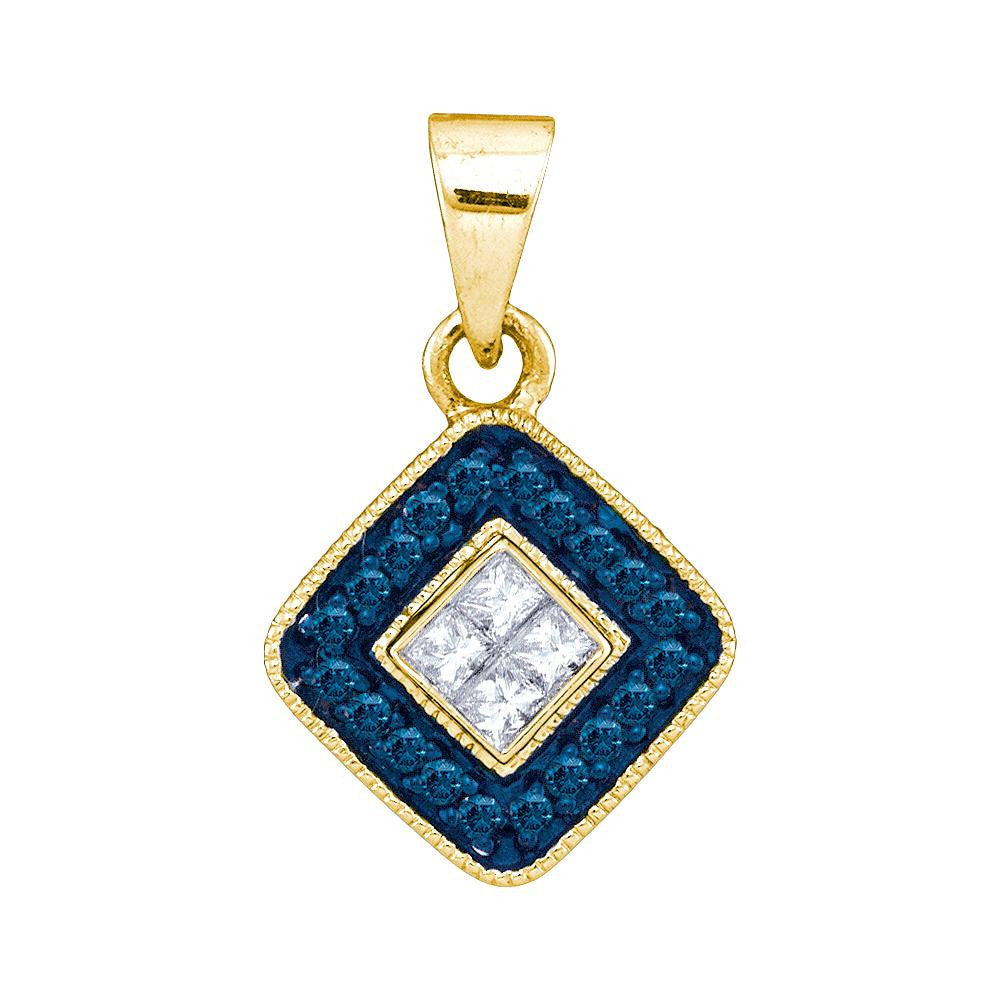 1-5CTW-Diamond MICRO-PAVE BLUE PENDANT