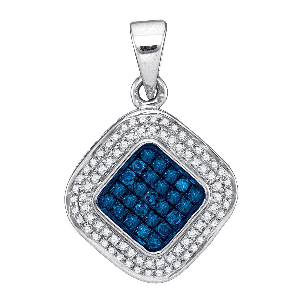 1-4CTW-Diamond MICRO-PAVE BLUE PENDANT