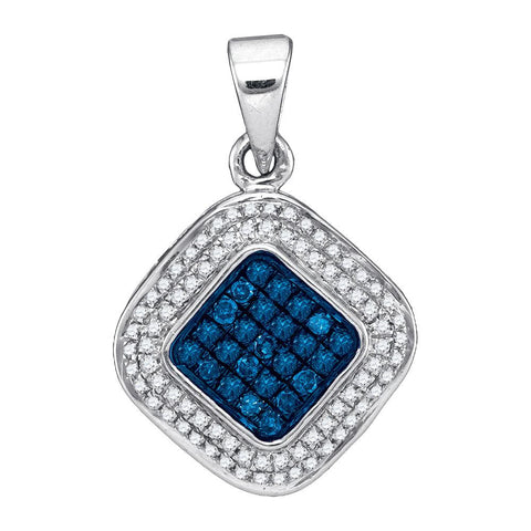 1-4CTW-Diamond MICRO-PAVE BLUE PENDANT