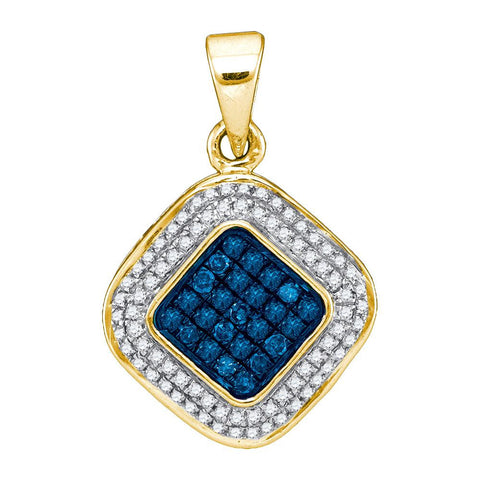 1-4CTW-Diamond MICRO-PAVE BLUE PENDANT