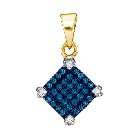 1-6CTW-Diamond BLUE MICRO-PAVE PENDANT