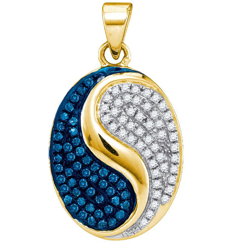 1-3CTW-Diamond MICRO-PAVE BLUE PENDANT