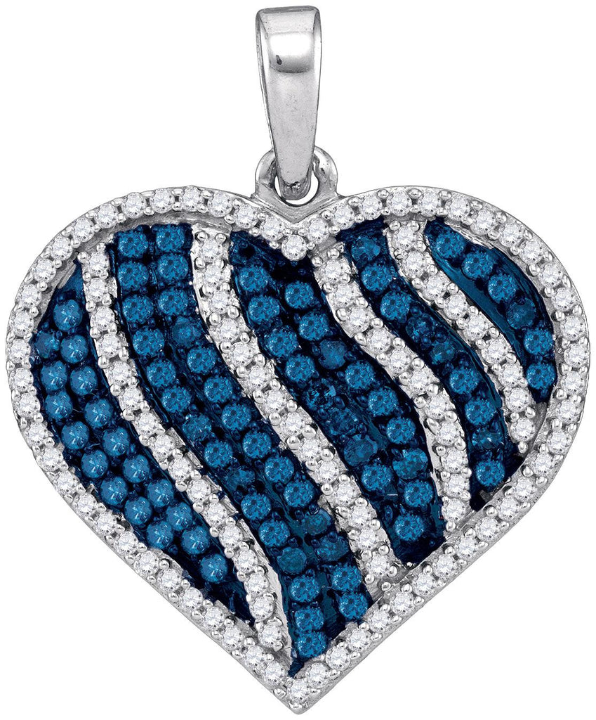 1 1-2CTW-Diamond MICRO-PAVE BLUE PENDANT