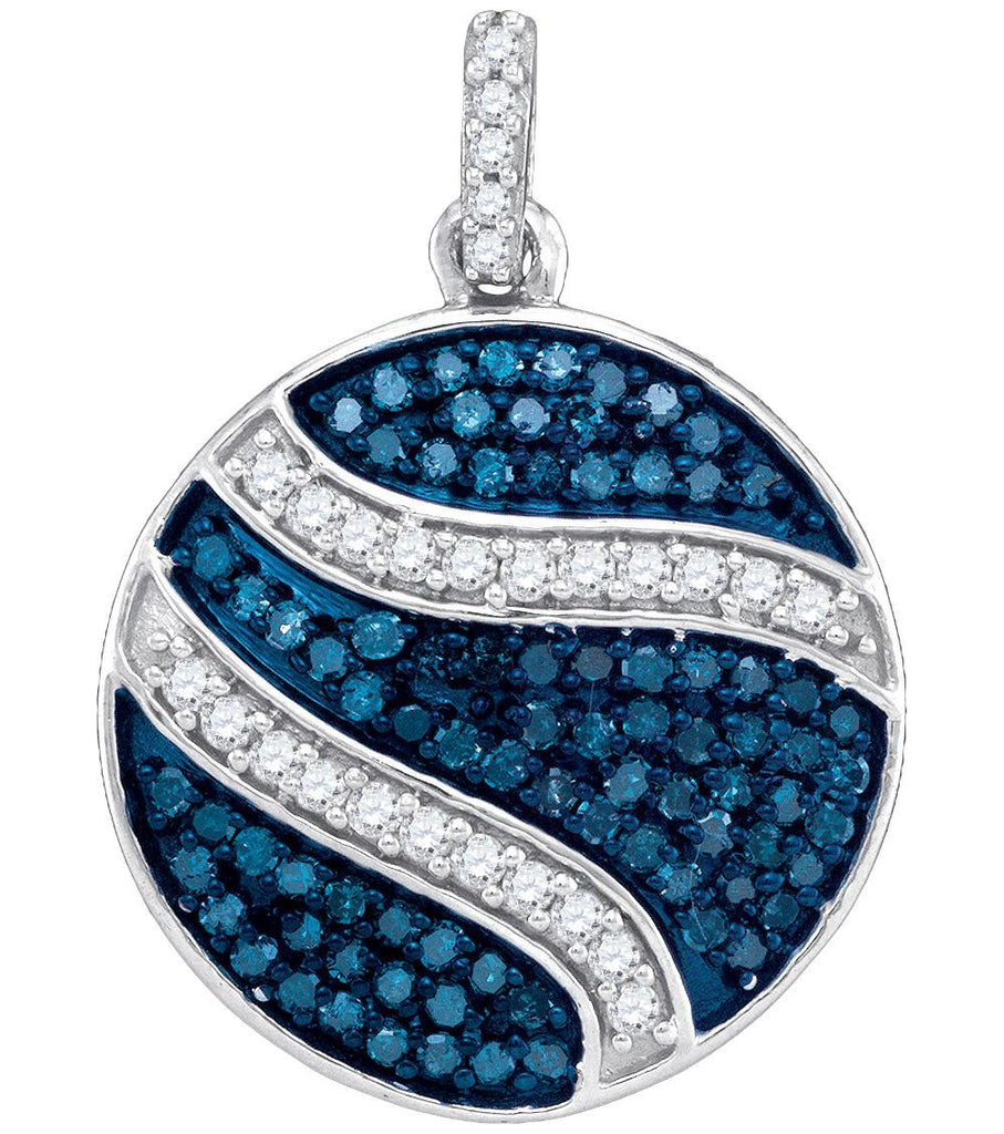 3-4CTW-Diamond MICRO-PAVE BLUE PENDANT