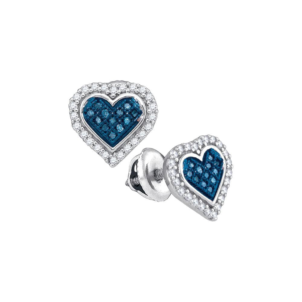 1-4CTW-Diamond MICRO-PAVE BLUE EARRING