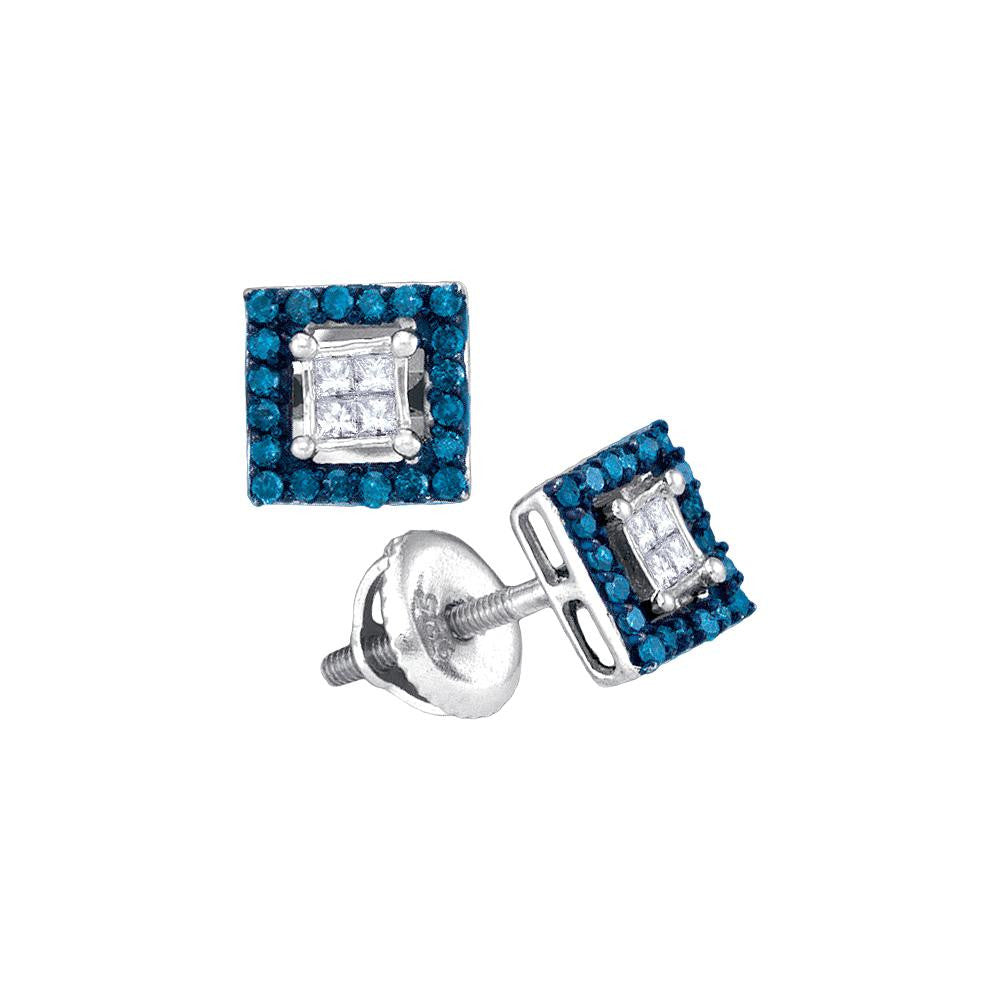 1-3CTW-Diamond MICRO-PAVE BLUE EARRING