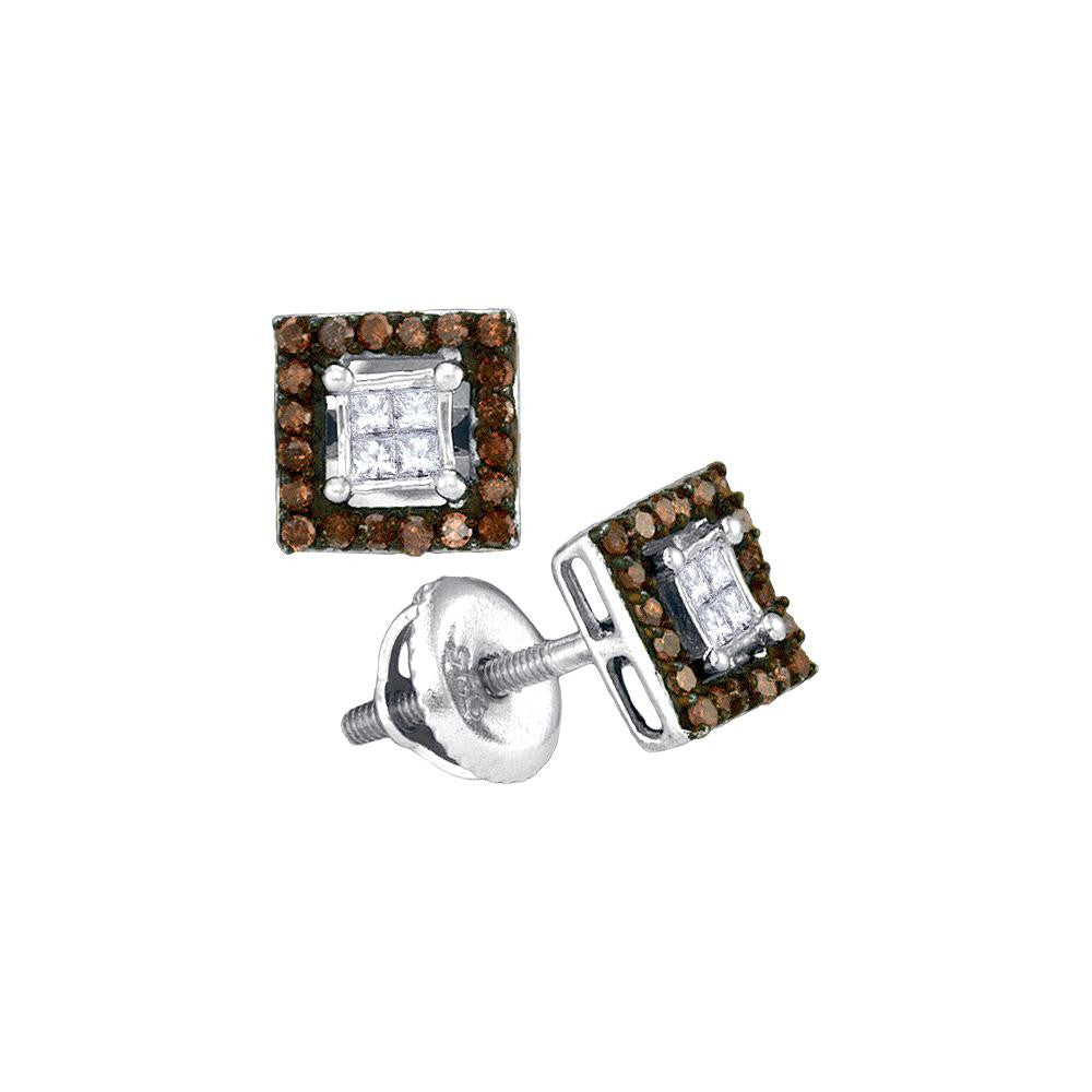 1-3CTW-Diamond MICRO-PAVE BROWN EARRING