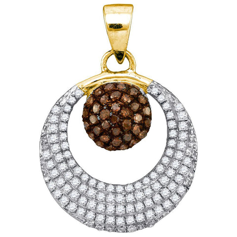 3-8CTW-Diamond MICRO-PAVE BROWN PENDANT