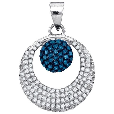 3-8CTW-Diamond MICRO-PAVE BLUE PENDANT