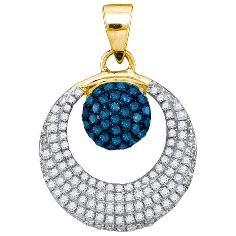 3-8CTW-Diamond MICRO-PAVE BLUE PENDANT