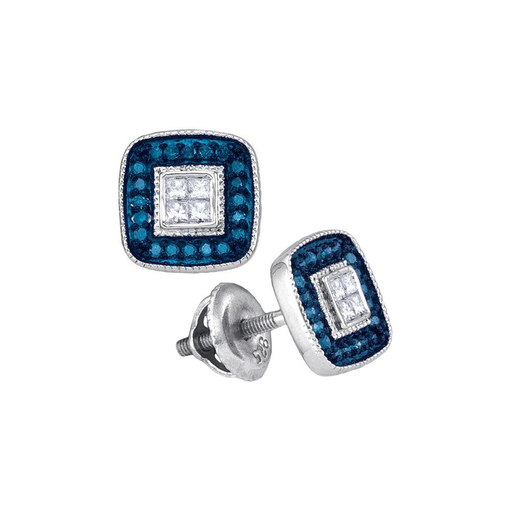 1-3CTW-Diamond MICRO-PAVE BLUE EARRING