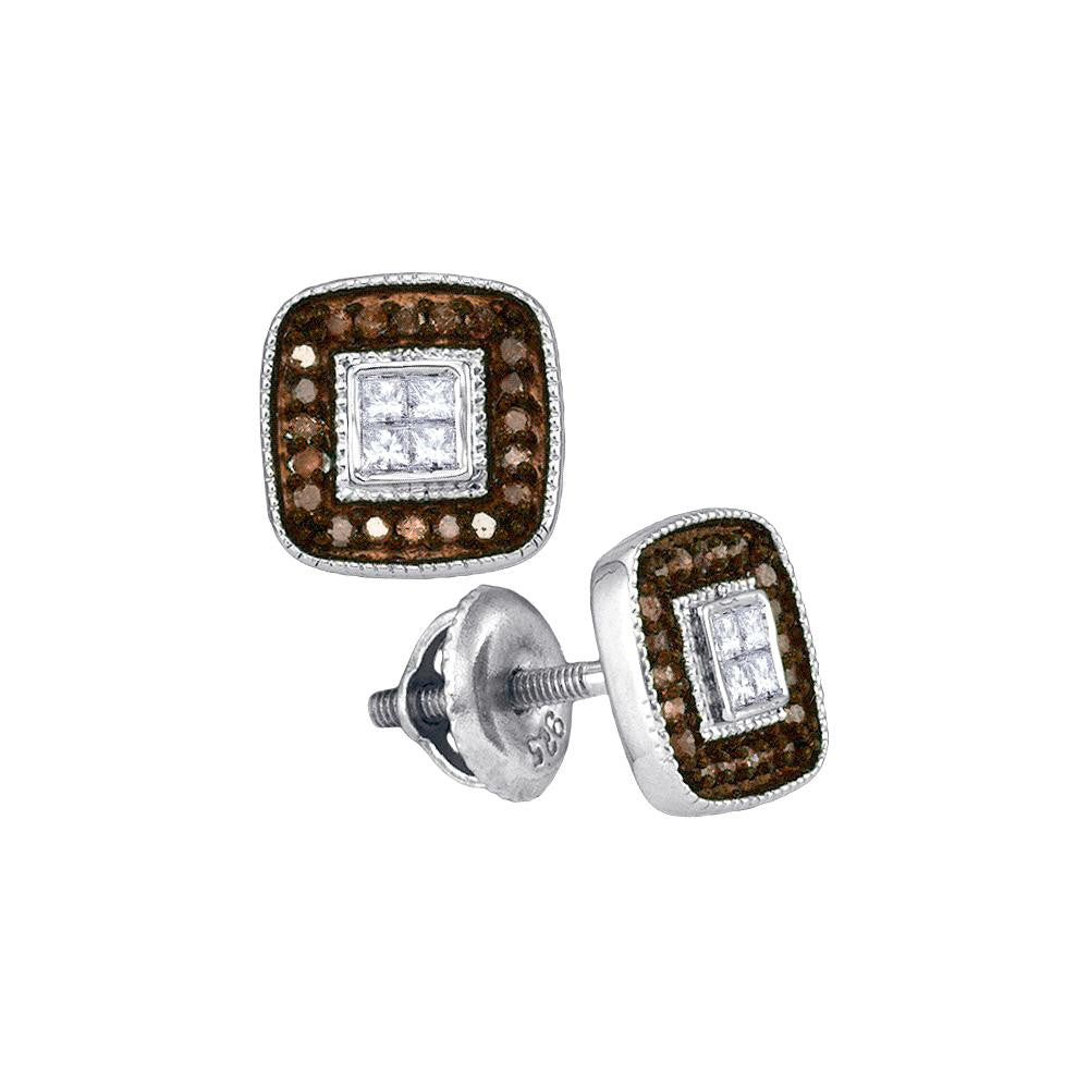 1-3CTW-Diamond MICRO-PAVE BROWN EARRING