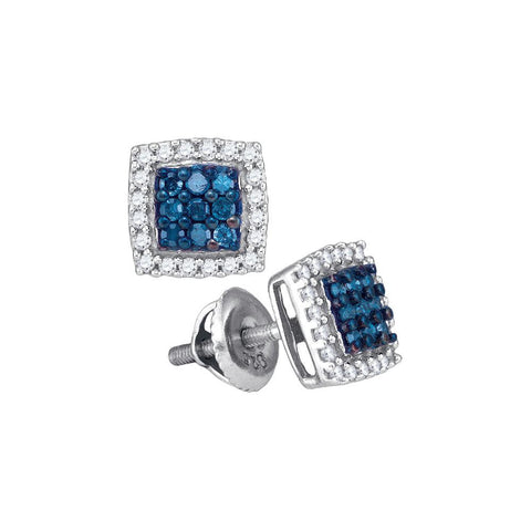 1-2CTW-Diamond MICRO-PAVE BLUE EARRING