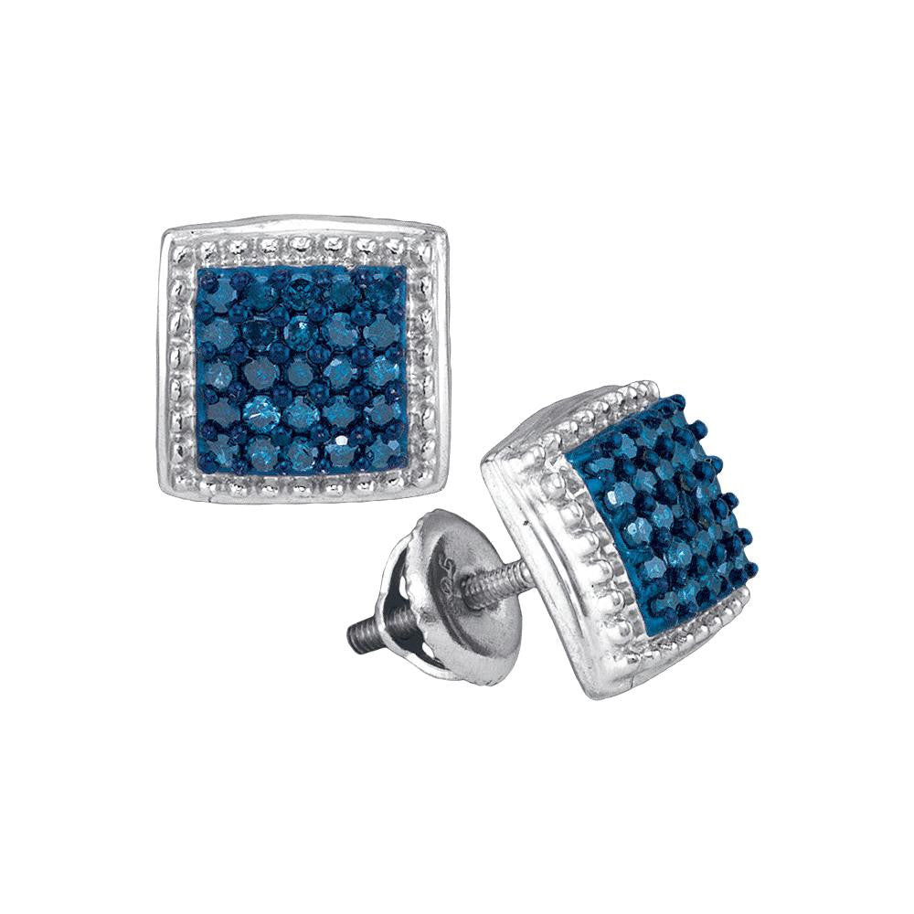 1-2CTW-Diamond MICRO-PAVE BLUE EARRING