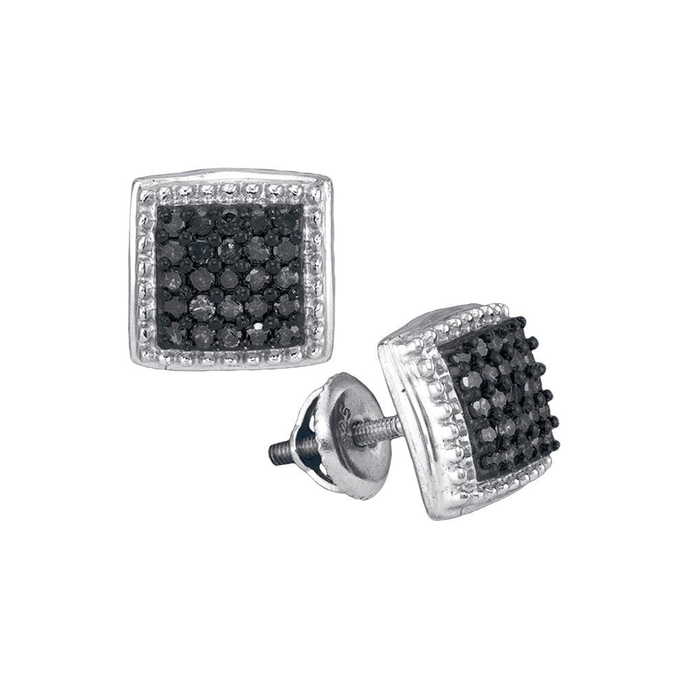 1-2CTW-Diamond MICRO-PAVE BLACK EARRING