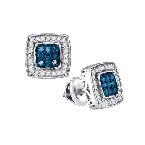 1-2CTW-Diamond MICRO-PAVE BLUE EARRING