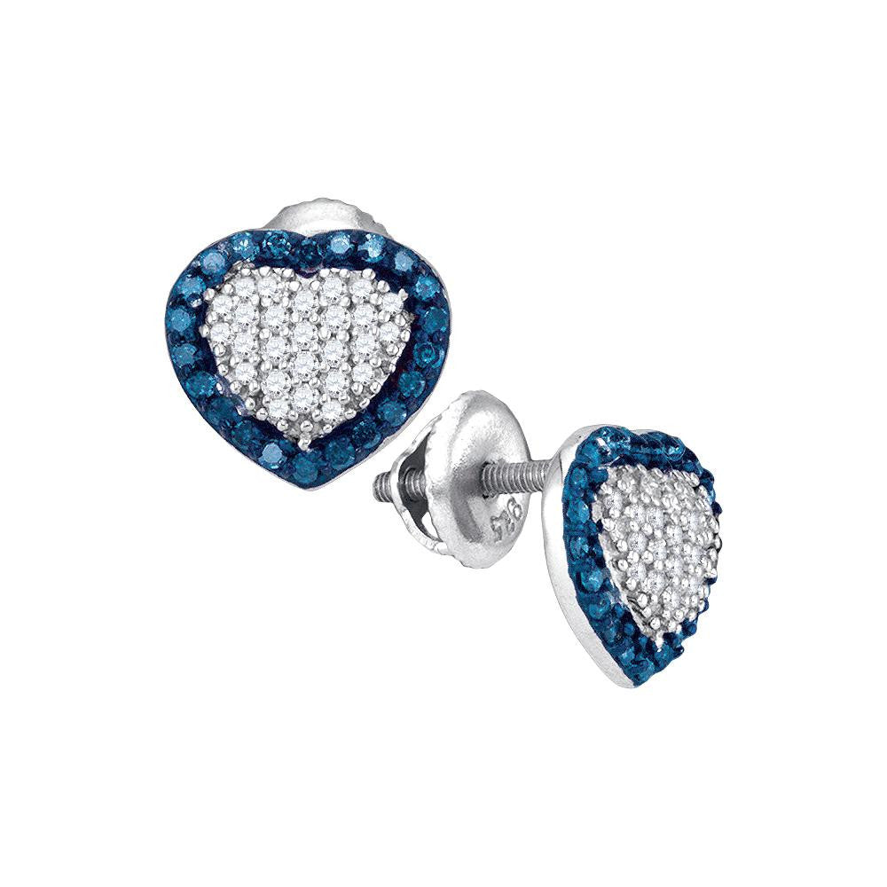 1-2CTW-Diamond MICRO-PAVE BLUE EARRING