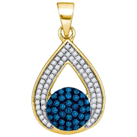 1-3CTW-Diamond MICRO-PAVE BLUE PENDANT