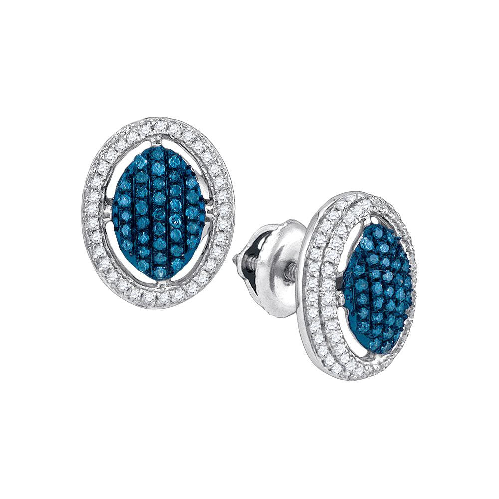 1-2CTW-Diamond MICRO-PAVE BLUE EARRING