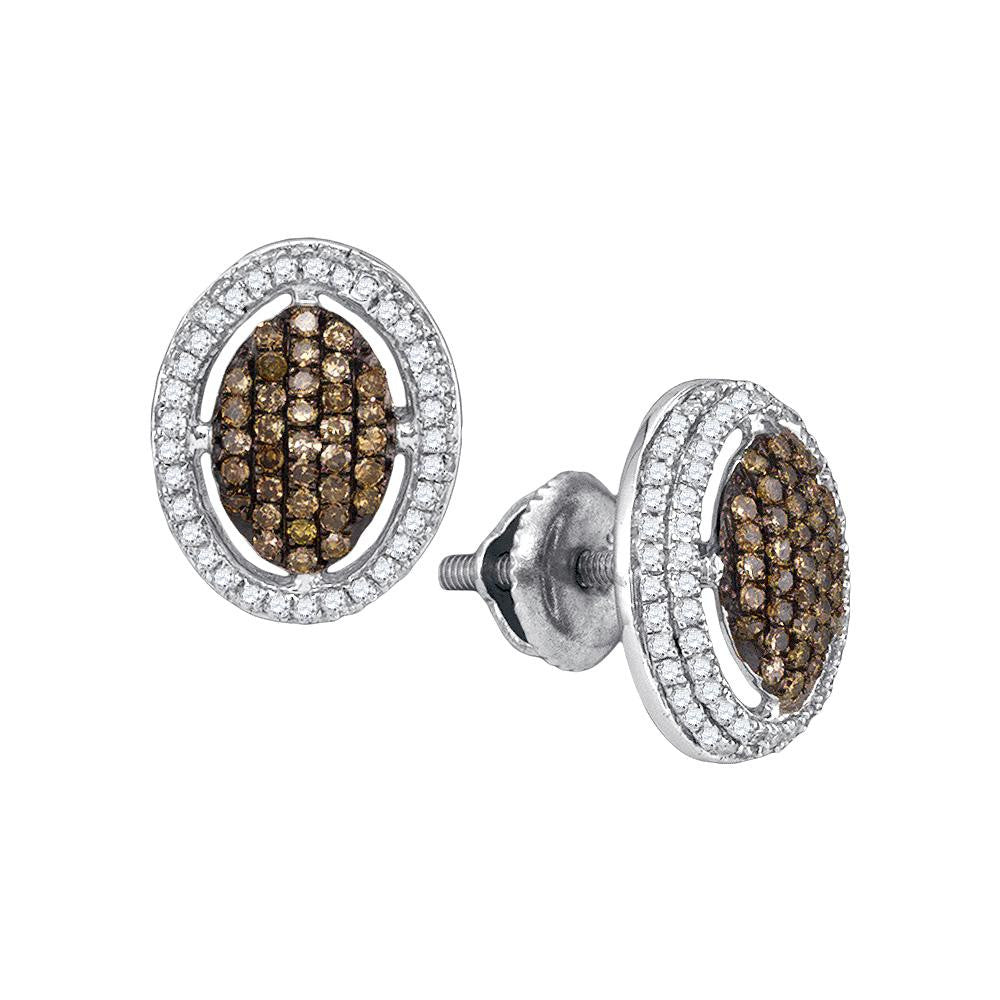 1-2CTW-Diamond MICRO-PAVE BROWN EARRING