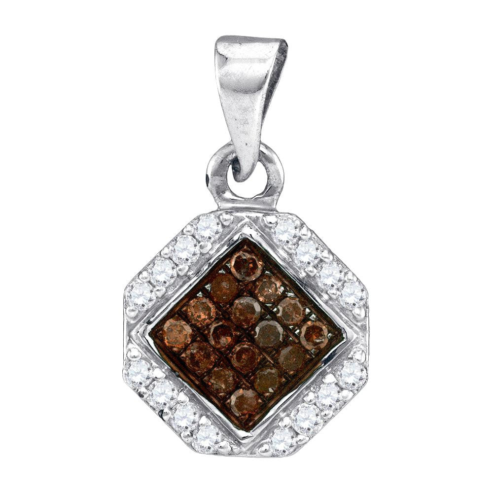 1-4CTW-Diamond MICRO-PAVE BROWN PENDANT