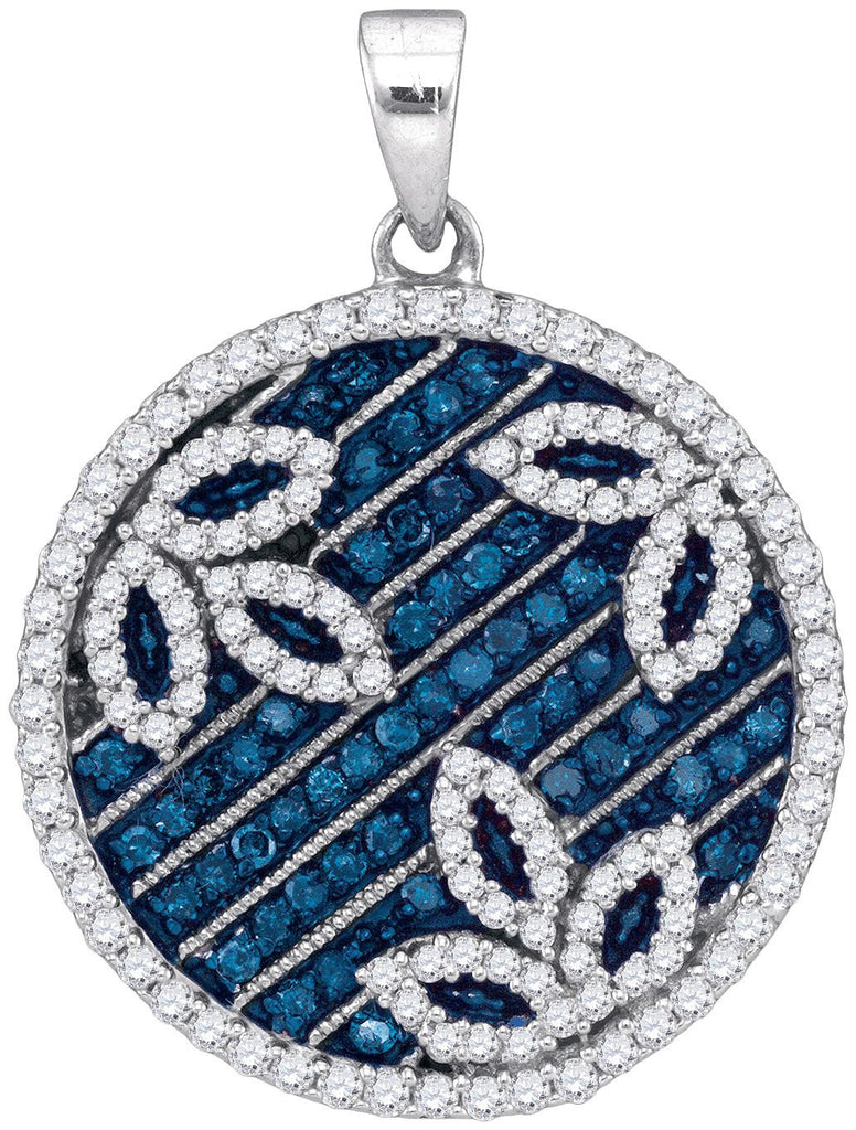 3-4CTW-Diamond MICRO-PAVE BLUE PENDANT