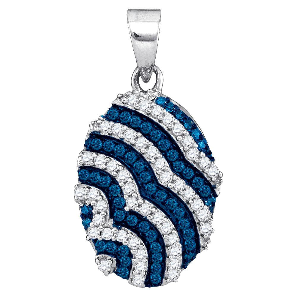 1-3CTW-Diamond MICRO-PAVE BLUE PENDANT