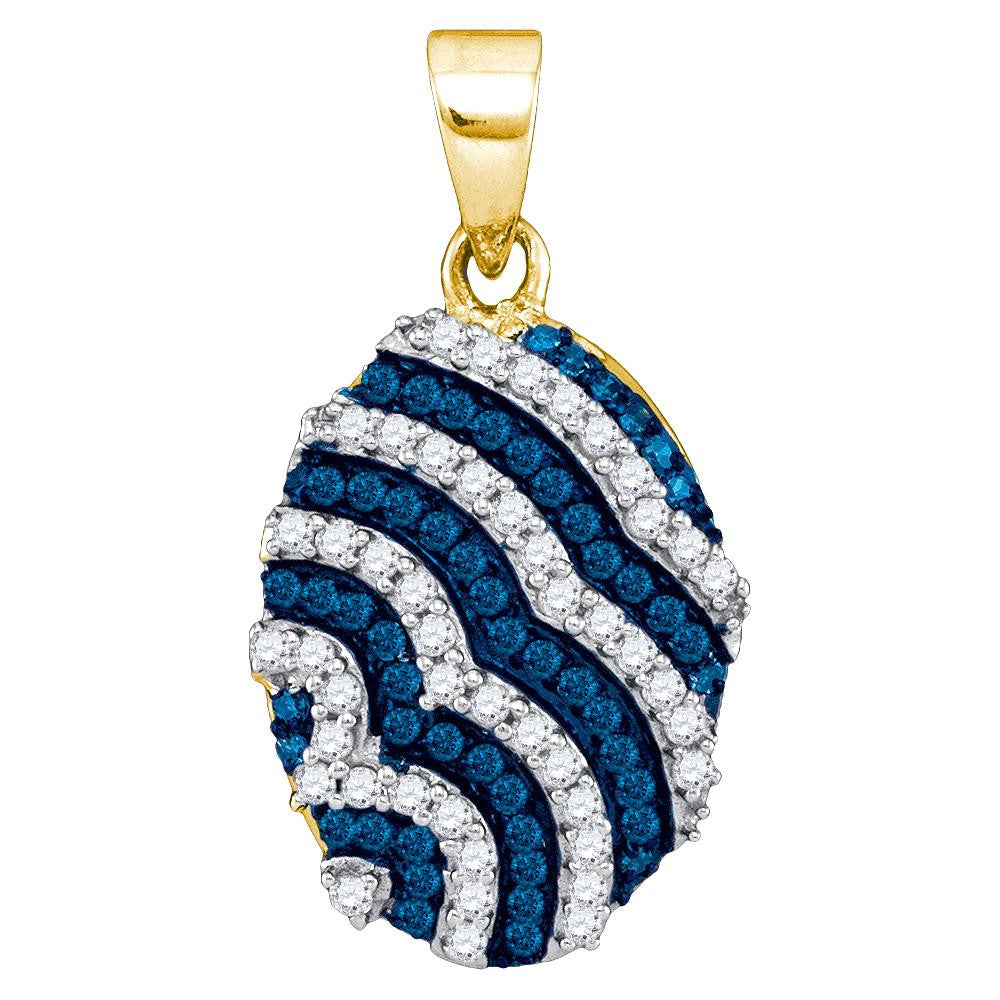 1-3CTW-Diamond MICRO-PAVE BLUE PENDANT