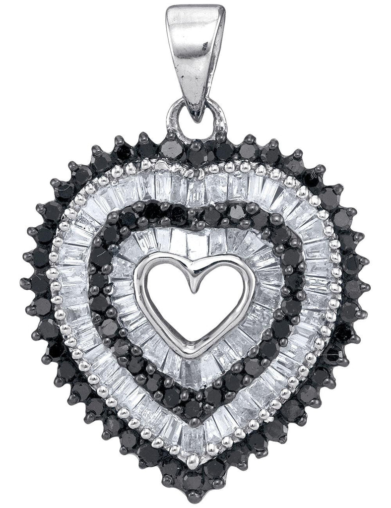 7-8CTW-Diamond BLACK MICROPAVE HEART PENDANT