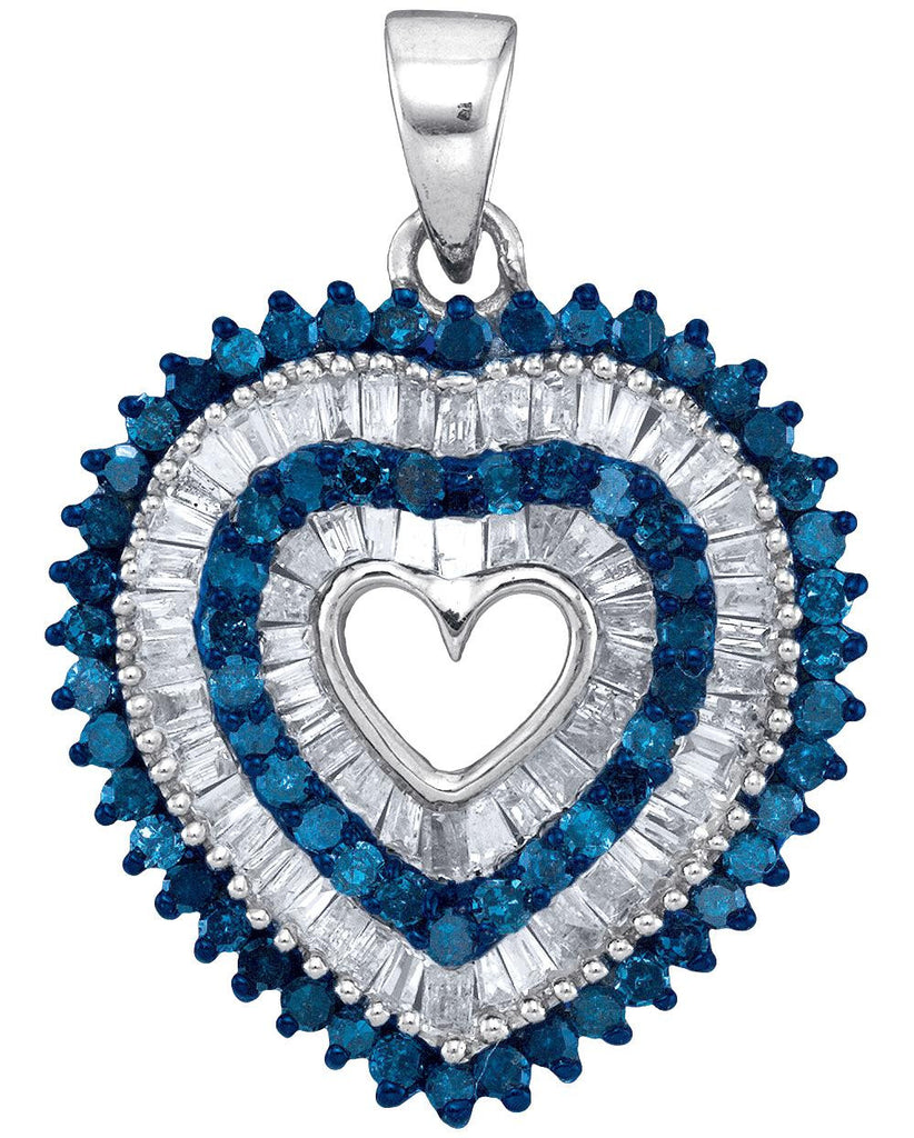 7-8CTW-Diamond BLUE MICRO-PAVE PENDANT