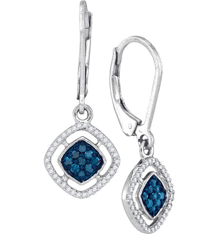 1-3CTW-Diamond MICRO-PAVE BLUE EARRING