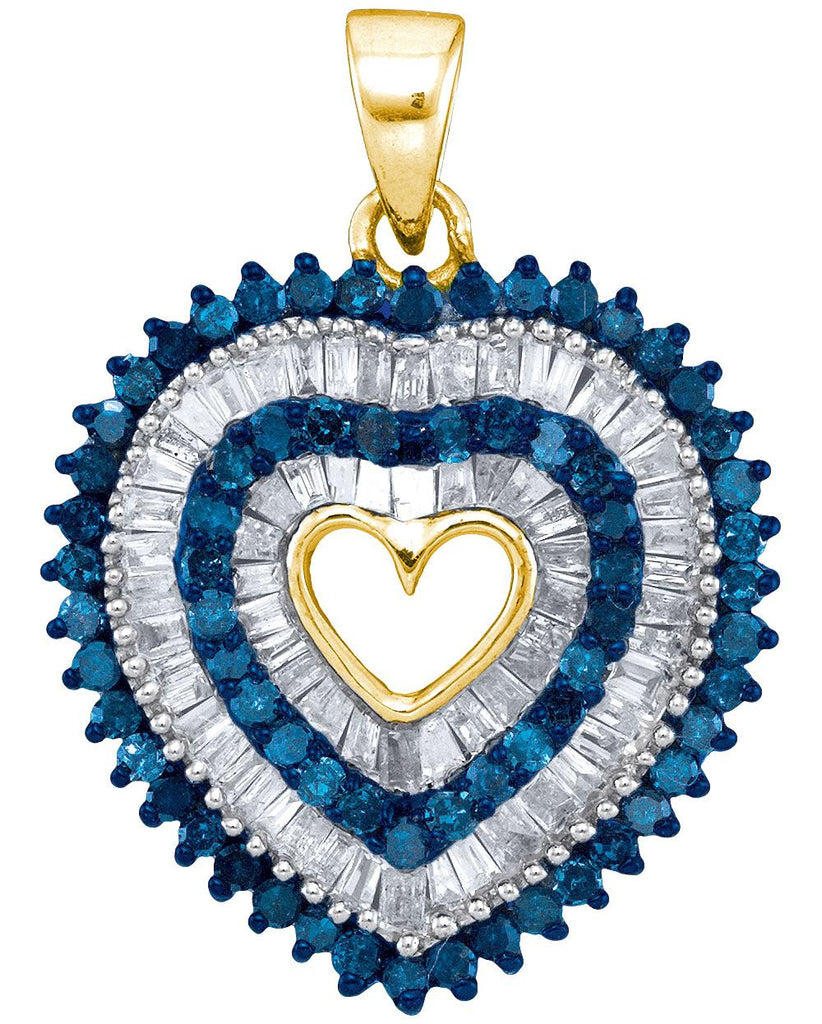 7-8CTW-Diamond BLUE MICRO-PAVE HEART PENDANT