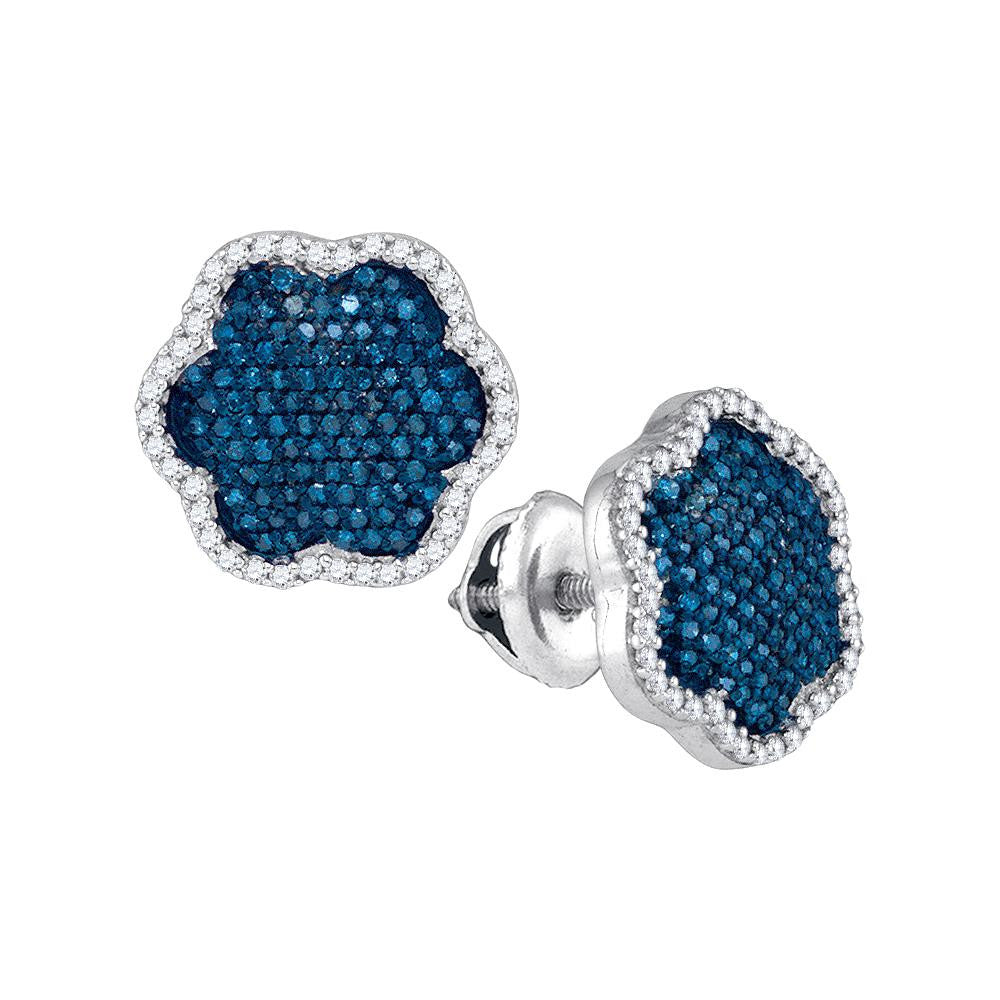 1-2CTW-Diamond MICRO-PAVE BLUE EARRING