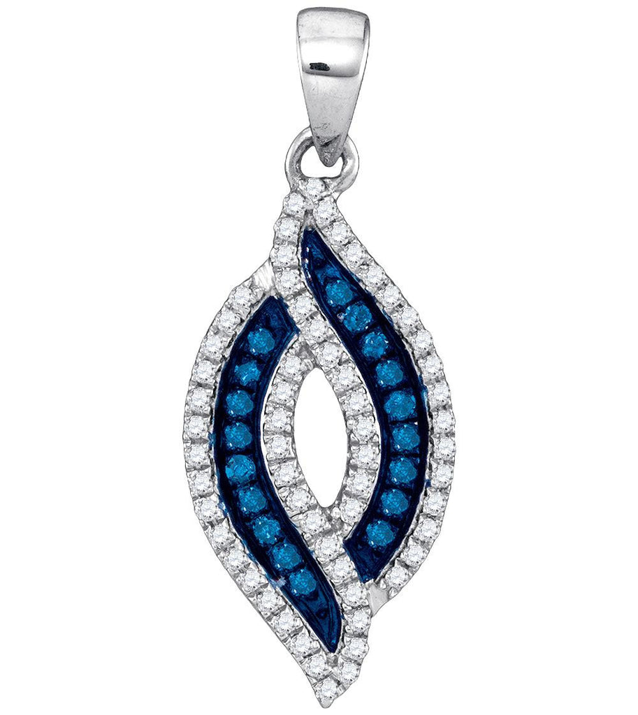 1-3CTW-Diamond MICRO-PAVE BLUE PENDANT