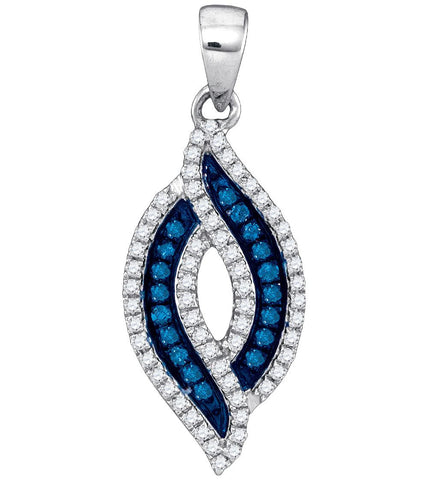 1-3CTW-Diamond MICRO-PAVE BLUE PENDANT