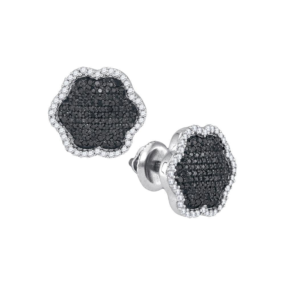 1-2CTW-Diamond MICRO-PAVE BLACK EARRING