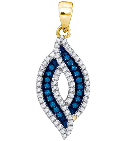 1-3CTW-Diamond MICRO-PAVE BLUE PENDANT