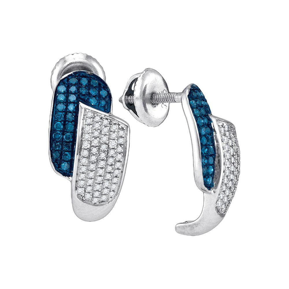 1-2CTW-Diamond MICRO-PAVE BLUE EARRING