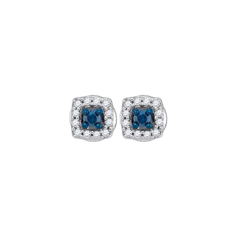 1-4CTW-Diamond MICRO-PAVE BLUE EARRING