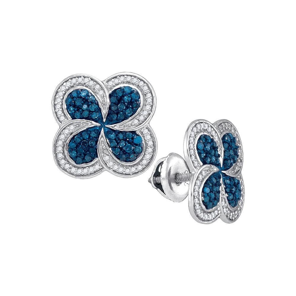 1-2CTW-Diamond MICRO-PAVE BLUE EARRING