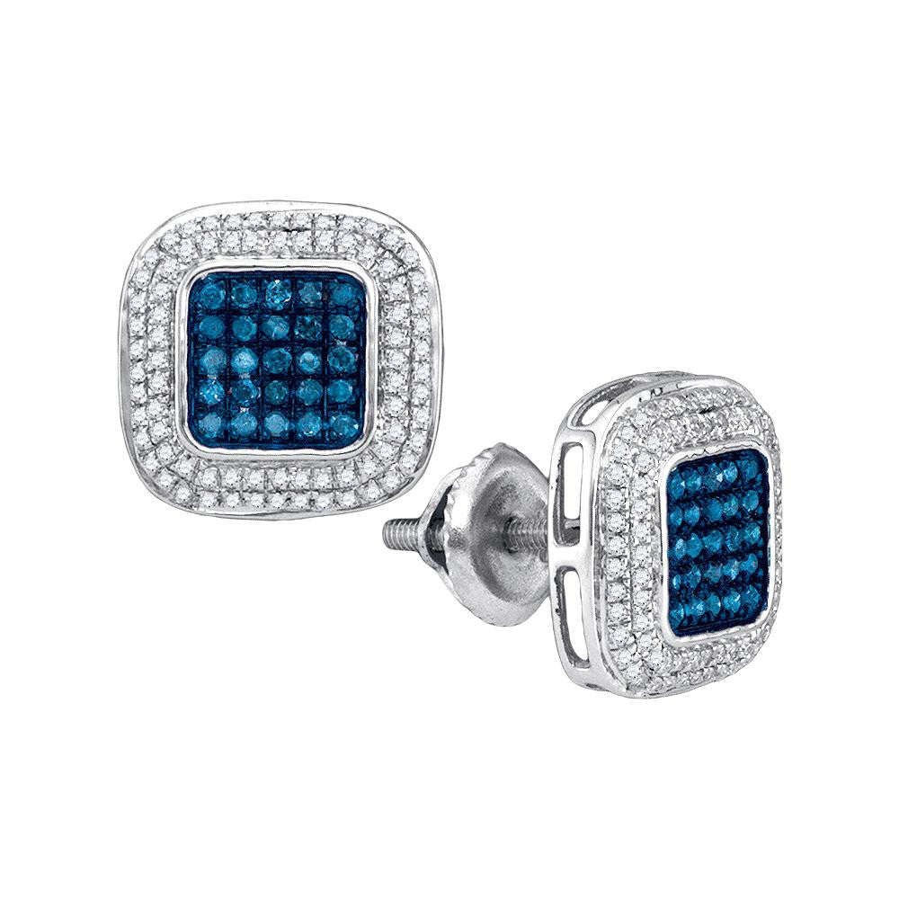 1-2CTW-Diamond MICRO-PAVE BLUE EARRING