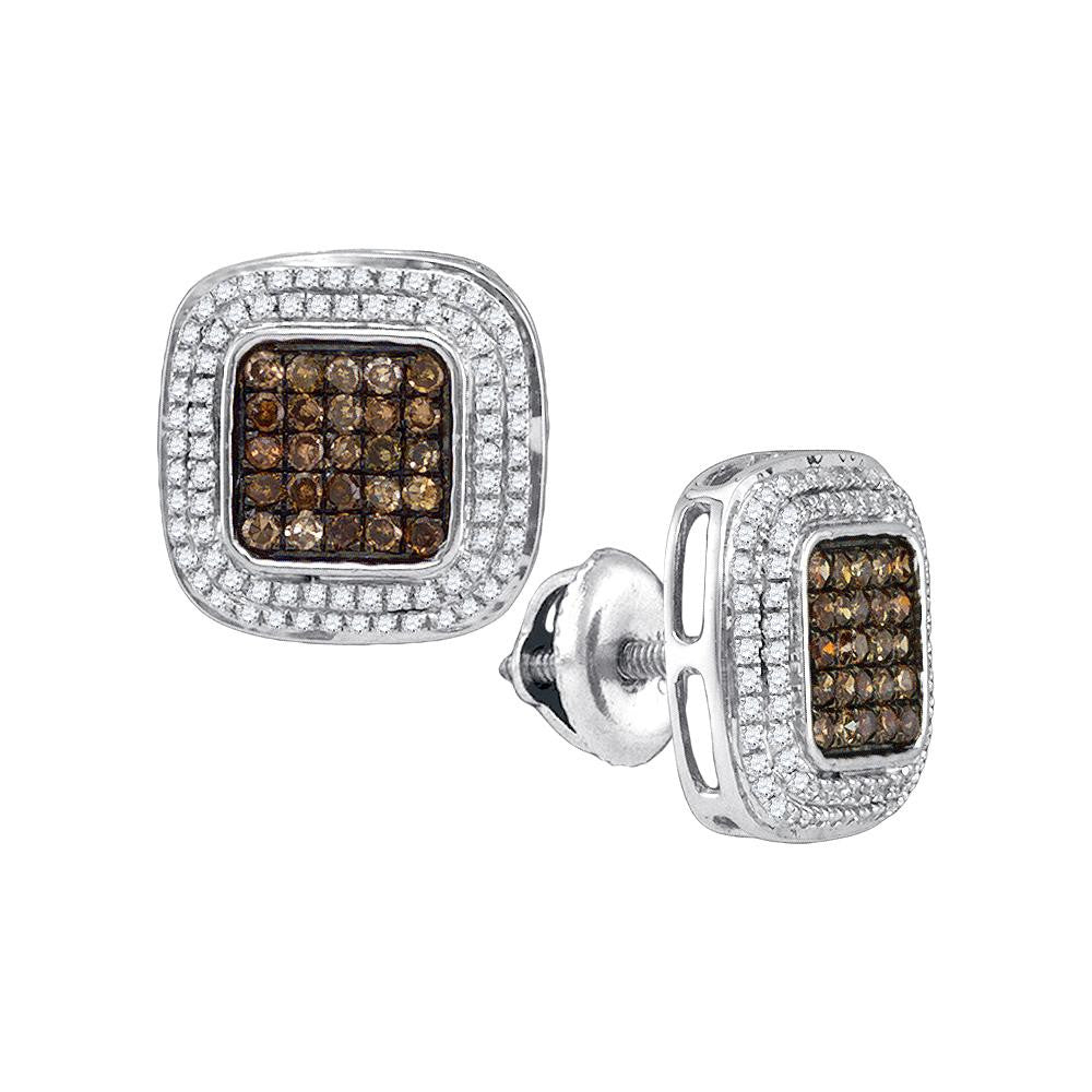 1-2CTW-Diamond MICRO-PAVE BROWN EARRING