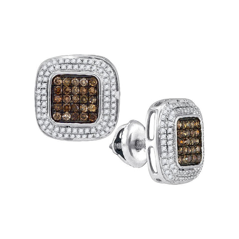 1-2CTW-Diamond MICRO-PAVE BROWN EARRING