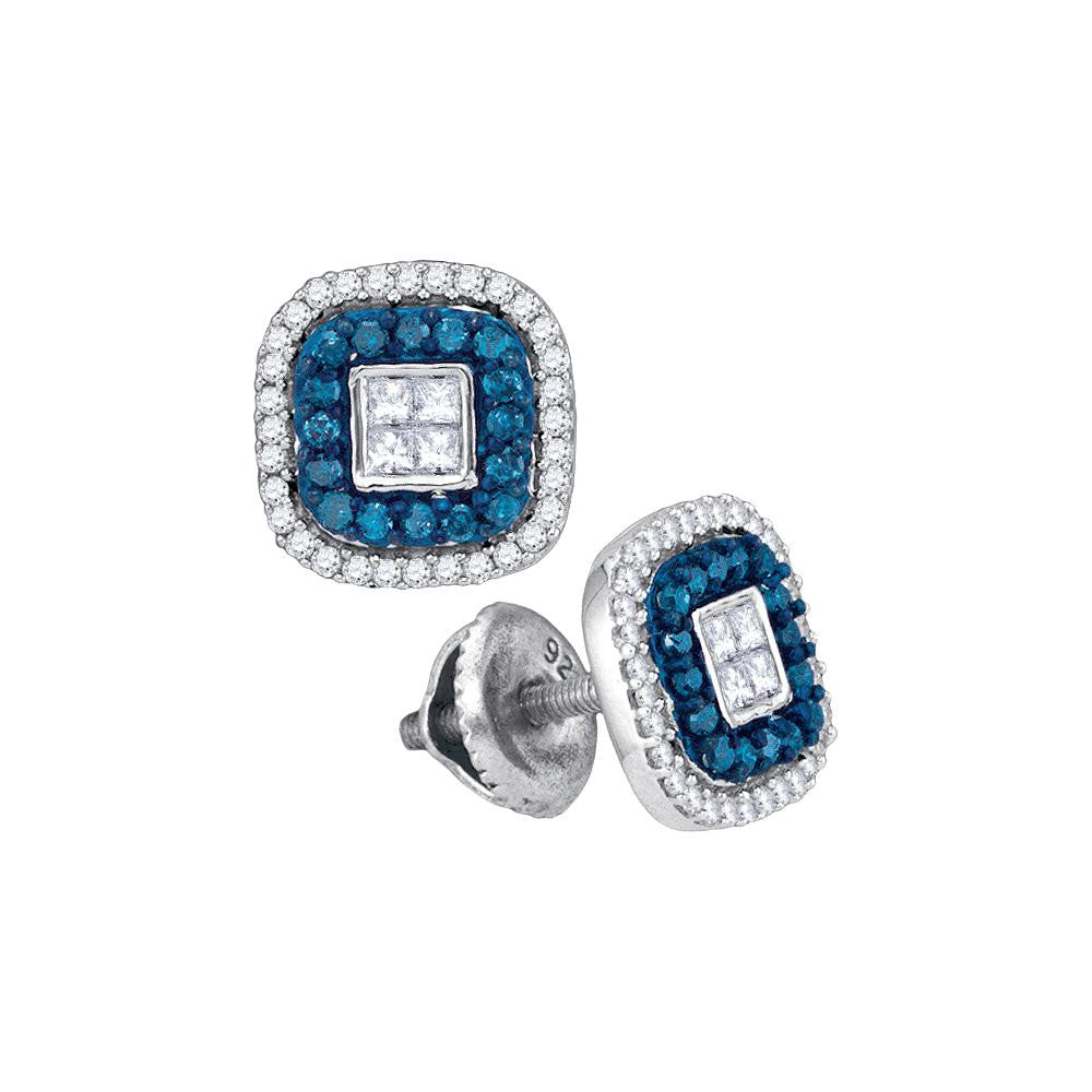 1-2CTW-Diamond MICRO-PAVE BLUE EARRING