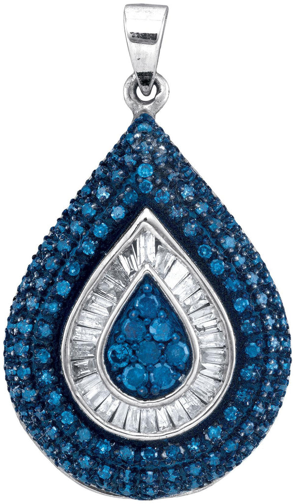 1 CTW-Diamond BLUE MICRO-PAVE PENDANT