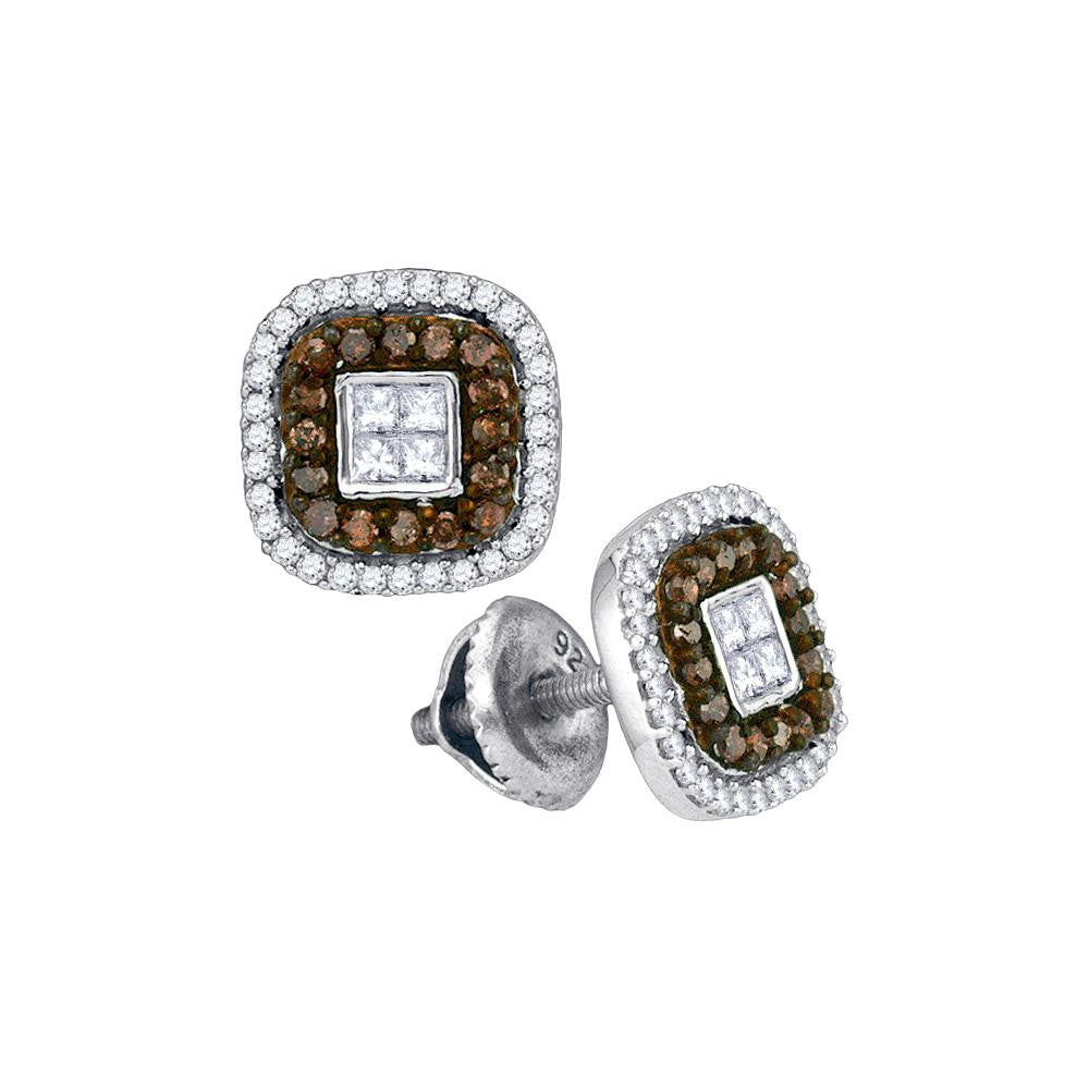 1-2CTW-Diamond MICRO-PAVE BROWN EARRING